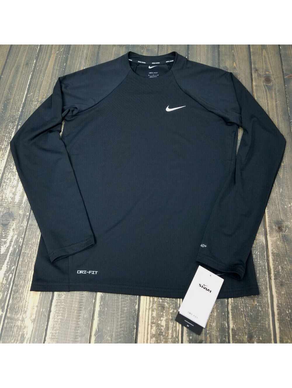 Nike Swim Women's Solid Long-Sleeve Hydroguard Swim Shirt BLACK Size Medium